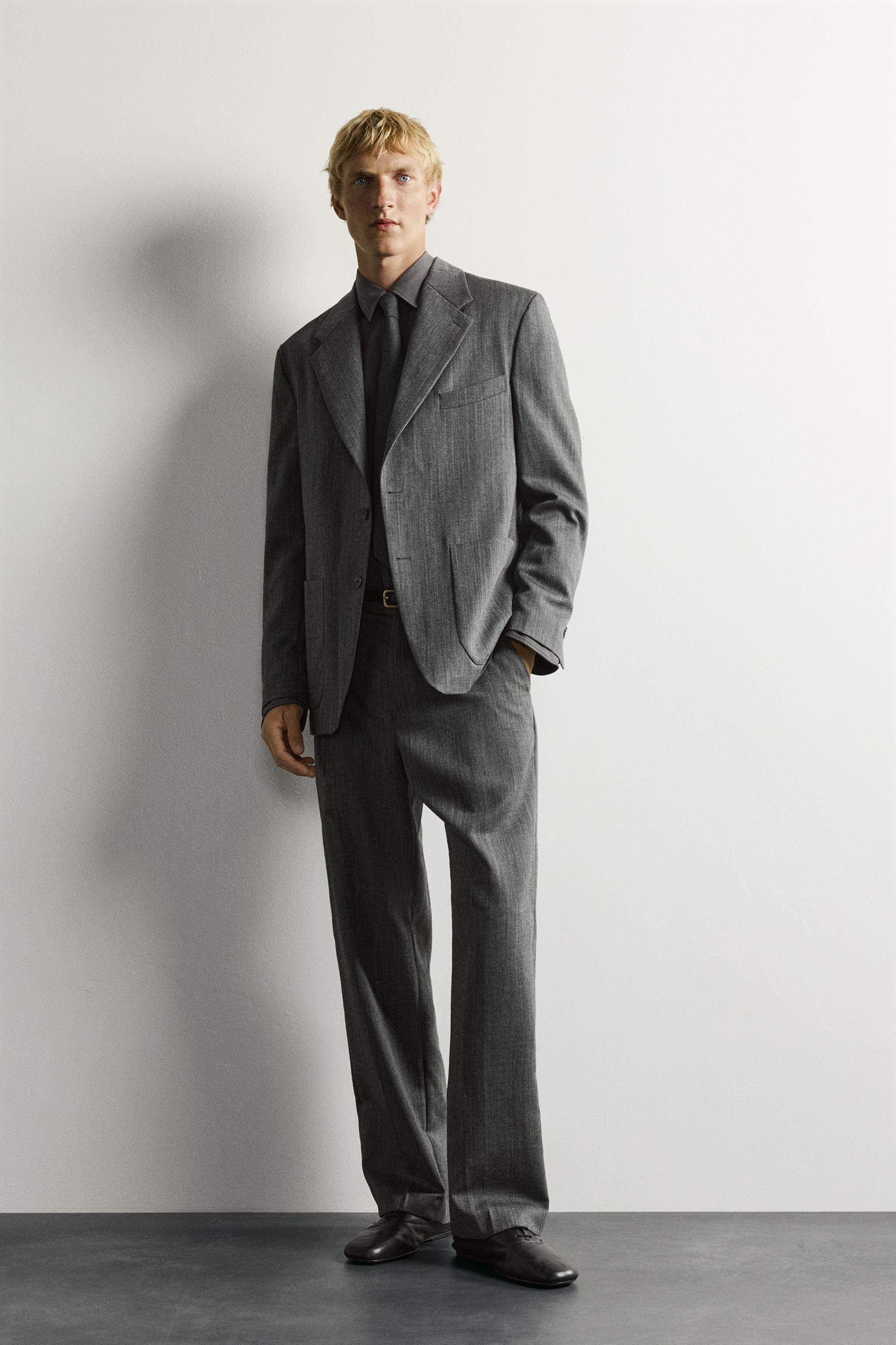 RELAXED FIT 100% WOOL SUIT BLAZER